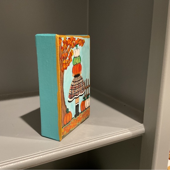 🔴 PUMPKIN GIRL PAINTING🔴ORIGINAL ART BY D.GORDON ART🔴 - Picture 2 of 4